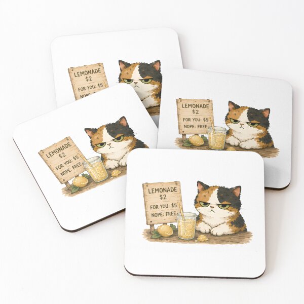 Item preview, Grumpy Calico Cat Summer watercolor Lemonade designed and sold by Lunexa-Lab.