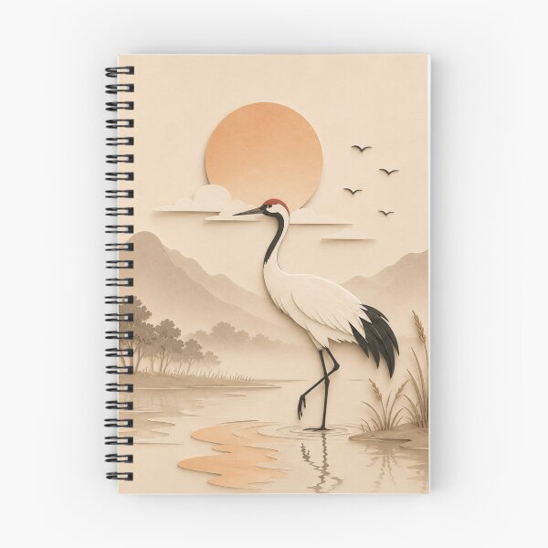 Item preview, Minimalist Crane Paper Cut Wall Art | Japanese Nature Illustration designed and sold by Siti Hoiriyah.