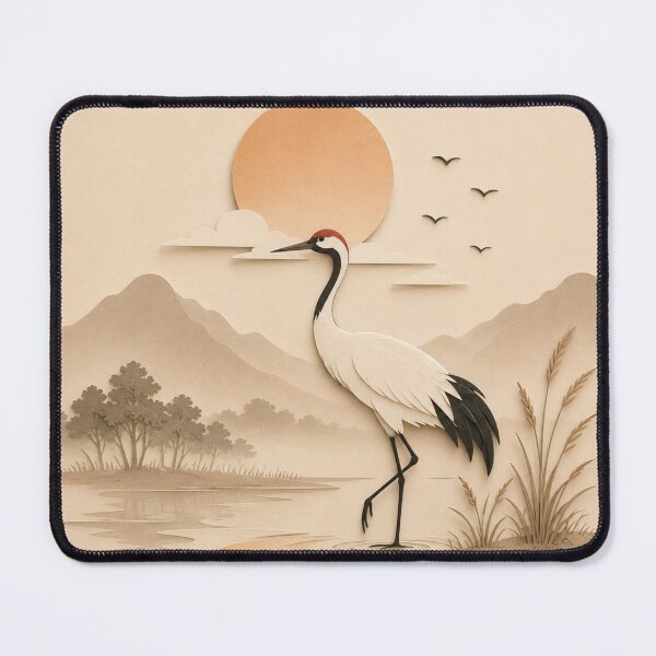 Item preview, Minimalist Crane Paper Cut Wall Art | Japanese Nature Illustration designed and sold by Siti Hoiriyah.
