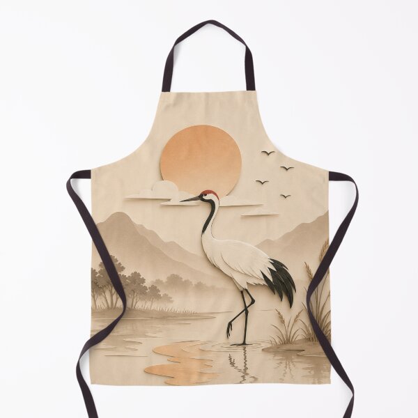 Item preview, Minimalist Crane Paper Cut Wall Art | Japanese Nature Illustration designed and sold by Siti Hoiriyah.