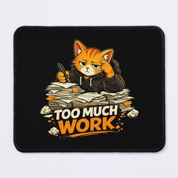 Item preview, MISO Too Much Work Funny Office Cat Meme T-Shirt designed and sold by Meow-Attitude.
