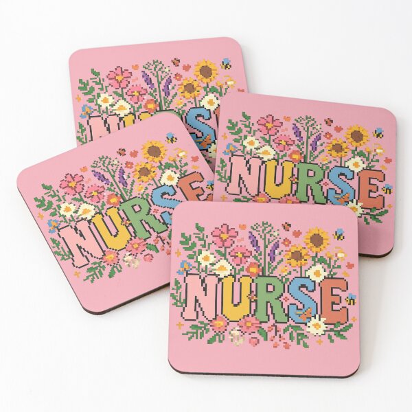 Item preview, Retro Pixel Art Nurse Wildflower Bouquet Healthcare T-Shirt designed and sold by PACS0011.