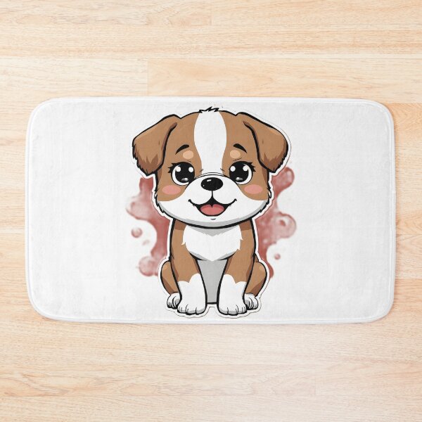 Artikelvorschau, Niedlicher Kawaii-Welpenaufkleber | Bezaubernde Cartoon-Hundeillustration | Braun-weißer Welpe entworfen und verkauft von dreamz-world.