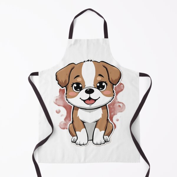 Artikelvorschau, Niedlicher Kawaii-Welpenaufkleber | Bezaubernde Cartoon-Hundeillustration | Braun-weißer Welpe entworfen und verkauft von dreamz-world.