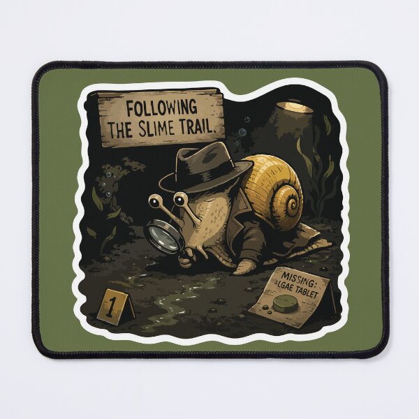 Item preview, Funny Detective Snail Following the Slime Trail designed and sold by SimplePoDesign.