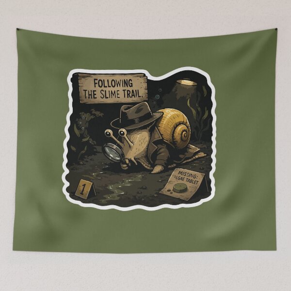 Item preview, Funny Detective Snail Following the Slime Trail designed and sold by SimplePoDesign.
