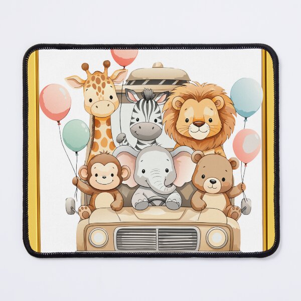 Item preview, Cute Animals in Car Yellow/Gold Frame designed and sold by TeeGeeTees.