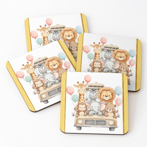 Item preview, Cute Animals in Car Yellow/Gold Frame designed and sold by TeeGeeTees.