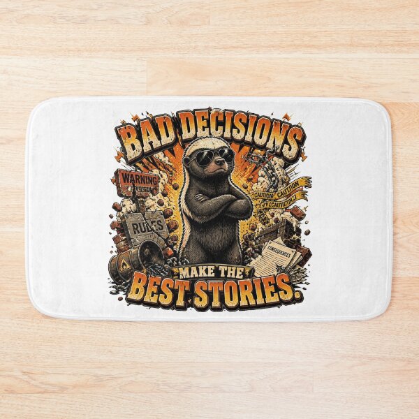 Item preview, Bad Decisions Make The Best Stories – Funny Honey Badger Vintage Comic T-Shirt designed and sold by Cavalier-org.
