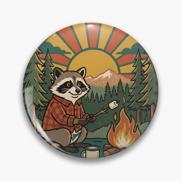 Item preview, Camp Trash Panda Vintage Camping Raccoon Illustration designed and sold by Whimwick.