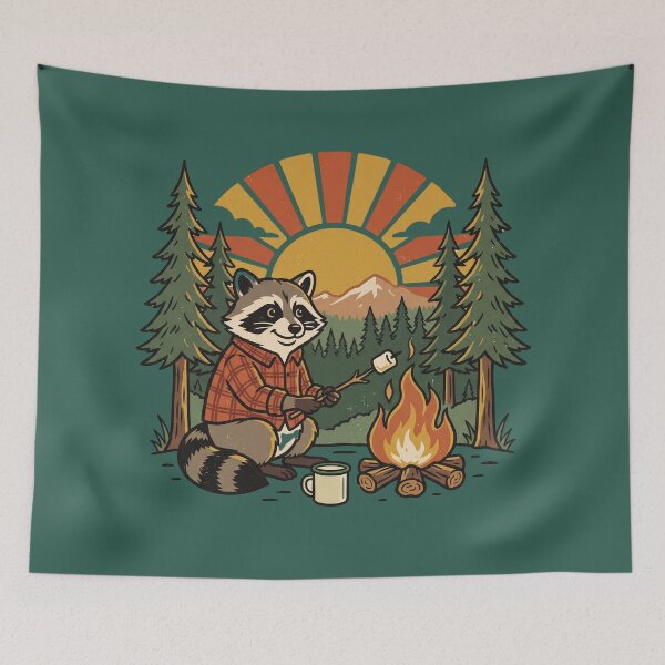 Item preview, Camp Trash Panda Vintage Camping Raccoon Illustration designed and sold by Whimwick.