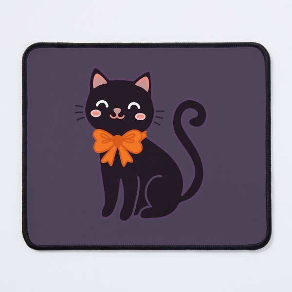 Item preview, Cute Black Cat with Orange Bow | Kawaii Halloween Kitty Illustration designed and sold by romyca creation_22.