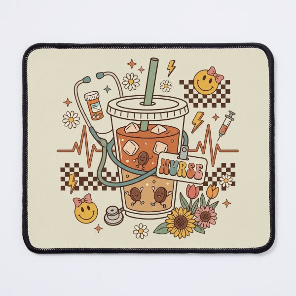 Item preview, Retro Nurse Iced Coffee Groovy 70s Healthcare Worker T-Shirt designed and sold by PACS0011.