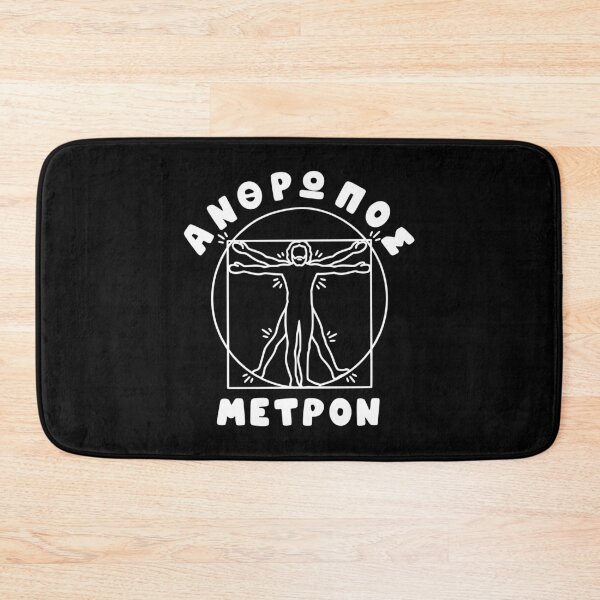 Item preview, Protagoras Anthropos Metron Greek Quote + Vitruvian Man designed and sold by Happy Puppy Print On Demand.