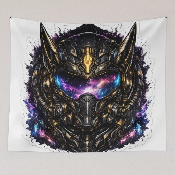 Item preview, Cybernetic Mecha Helmet with Cosmic Nebula Visor designed and sold by RiteshCenter .
