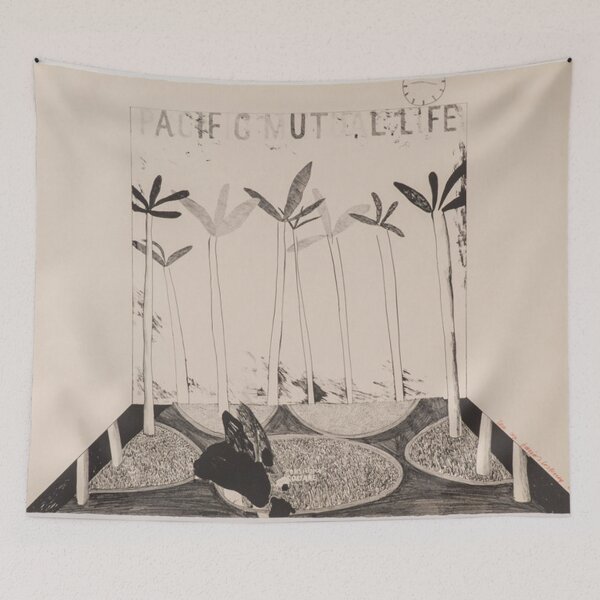 Item preview, Poster david hockney - pacific mutual life building with palm trees 2026 designed and sold by valdoBEtrand.