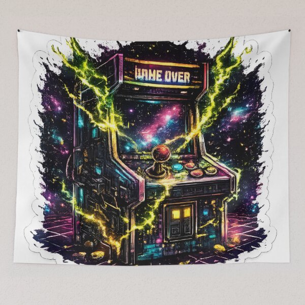 Item preview, Pixel Art Retro Arcade Cabinet with Acid Lightning Strike designed and sold by RiteshCenter .