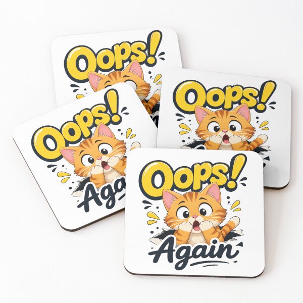 Item preview, Oops! Again – Funny Cute Cat designed and sold by MR4me.