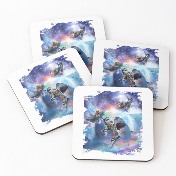 Item preview, Rainbow Galaxy Cat Riding Shark in Space T-Shirt designed and sold by DArtfulStudio.