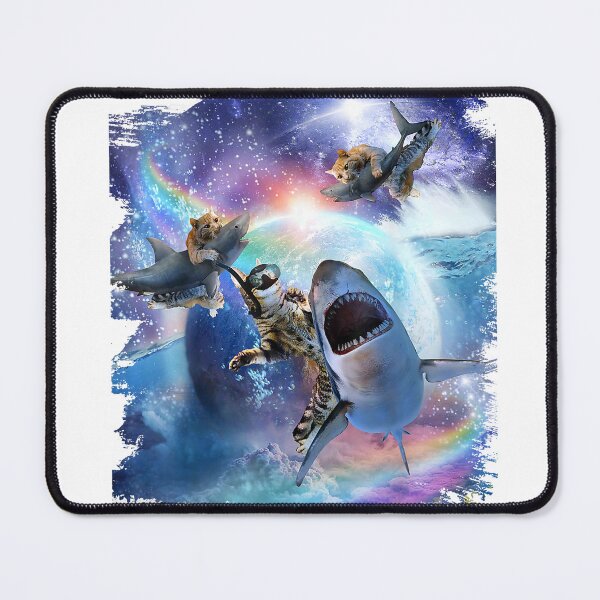 Item preview, Rainbow Galaxy Cat Riding Shark in Space T-Shirt designed and sold by DArtfulStudio.