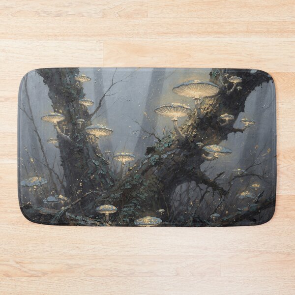Item preview, Enchanted Cottagecore Glowing Mushroom Forest Mystical Woodland Nature Art designed and sold by cr6zym1nd.