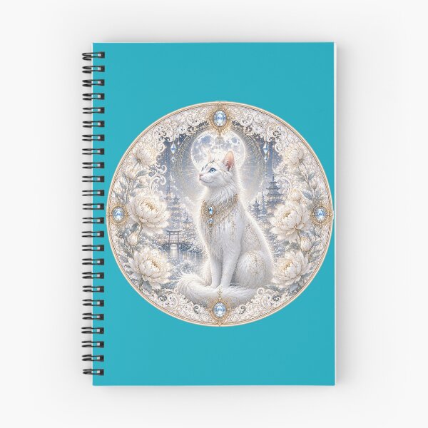 Item preview, Celestial White Cat – Moonlit Japanese Garden Fantasy Art designed and sold by sunbowjp stadio.