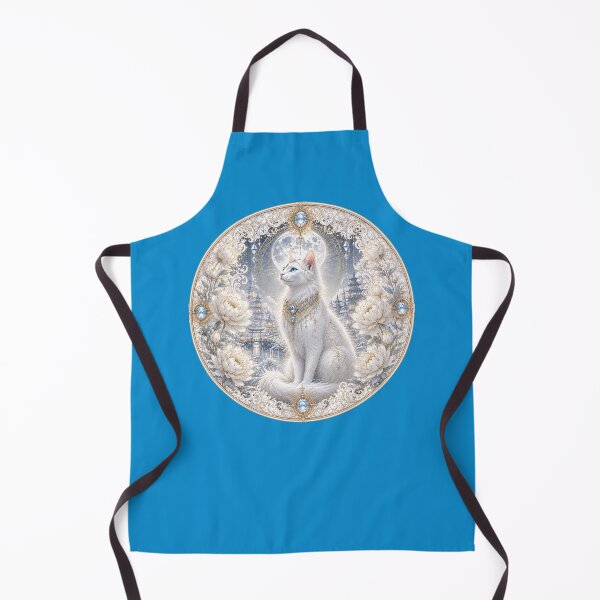 Item preview, Celestial White Cat – Moonlit Japanese Garden Fantasy Art designed and sold by sunbowjp stadio.
