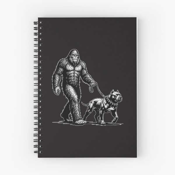 Item preview, Retro Bigfoot Walking Pitbull Dog Funny Sasquatch Pet Owner Vintage Art designed and sold by kiralynstration.