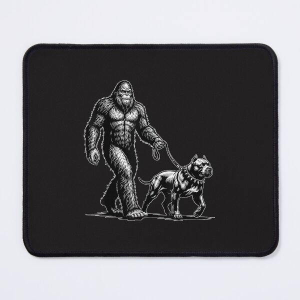Item preview, Retro Bigfoot Walking Pitbull Dog Funny Sasquatch Pet Owner Vintage Art designed and sold by kiralynstration.