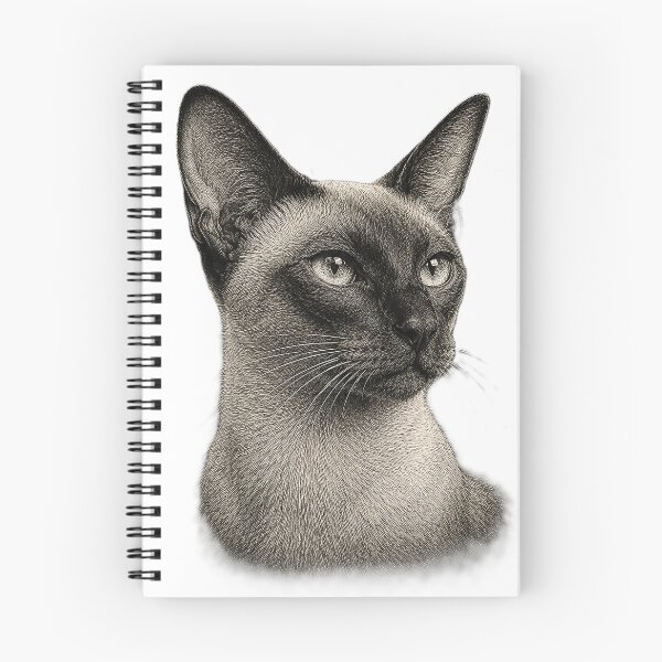 Item preview, Engraved illustration of a Siamese cat portrait designed and sold by Inspired Arts.