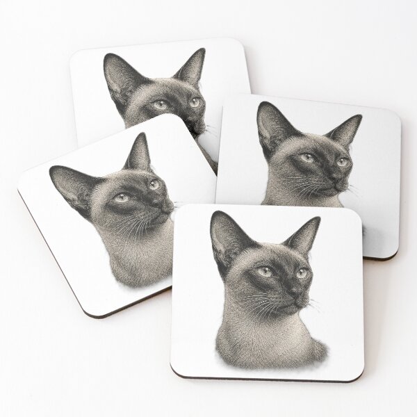 Item preview, Engraved illustration of a Siamese cat portrait designed and sold by Inspired Arts.
