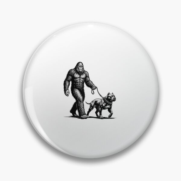 Item preview, Retro Bigfoot Walking Pitbull Dog Funny Sasquatch Pet Owner Vintage Art designed and sold by kiralynstration.
