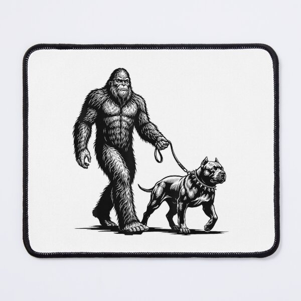 Item preview, Retro Bigfoot Walking Pitbull Dog Funny Sasquatch Pet Owner Vintage Art designed and sold by kiralynstration.