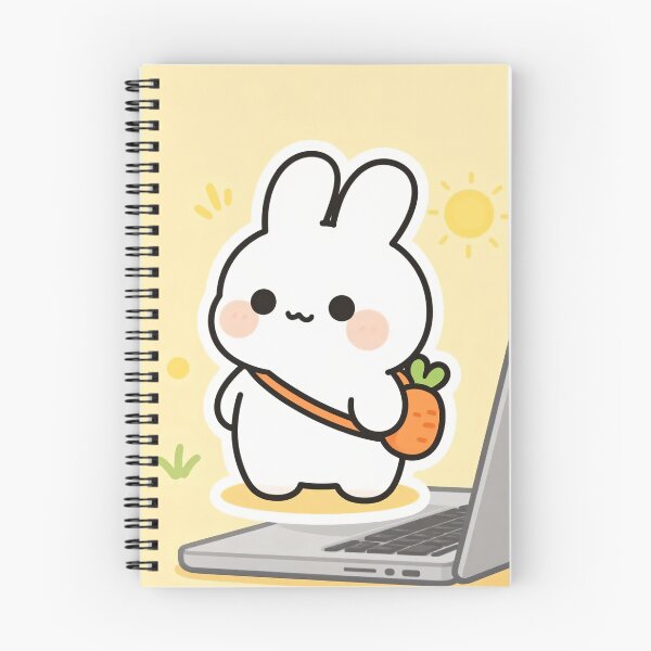 Item preview, Cute Kawaii Bunny with Carrot Bag Sticker | Adorable Rabbit Cartoon | Pastel Animal Laptop Sticker | Bunny Lover Gift designed and sold by Flownow.