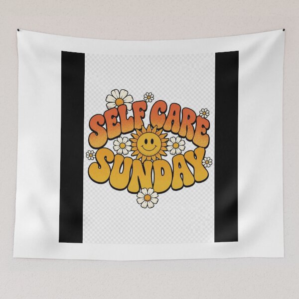 Item preview, Self Care Sunday Retro Sunflower Smiley Daisy Floral Graphic | Groovy 70s Vintage Mental Health Positive Vibes T-Shirt Design designed and sold by GloboStyle Design .