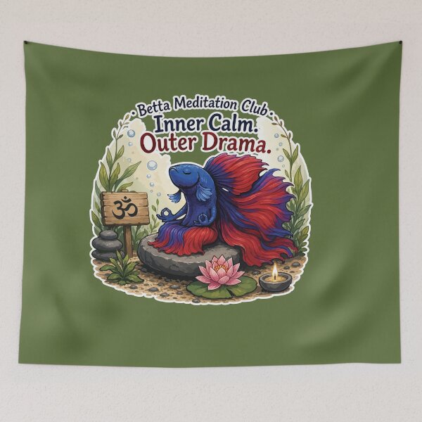 Item preview, Funny Betta Meditation Club Inner Calm Aquarium designed and sold by SimplePoDesign.
