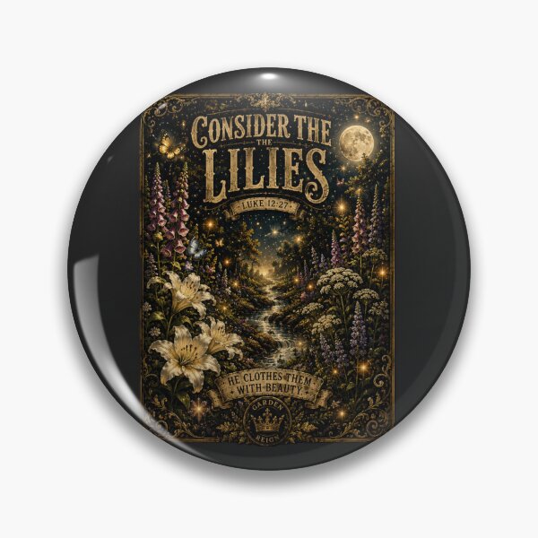 Item preview, Consider the Lilies – Luke 12:27 | Moonlit Garden Botanical Christian T-Shirt | Vintage Scripture Art designed and sold by GardenReign.