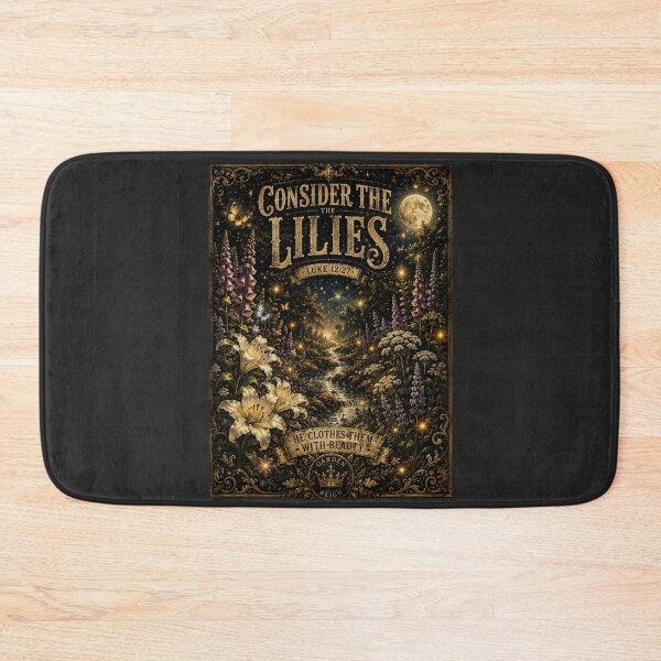 Item preview, Consider the Lilies – Luke 12:27 | Moonlit Garden Botanical Christian T-Shirt | Vintage Scripture Art designed and sold by GardenReign.