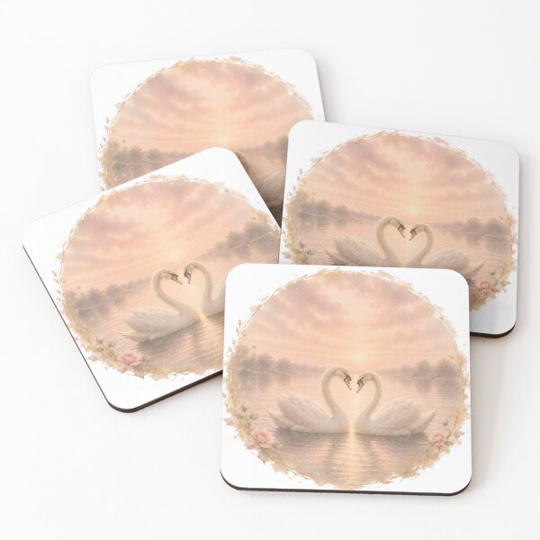 Item preview, Coquette aesthetic Golden Hour Swans – Romantic Vintage Watercolor Aesthetic designed and sold by ModernPaws.