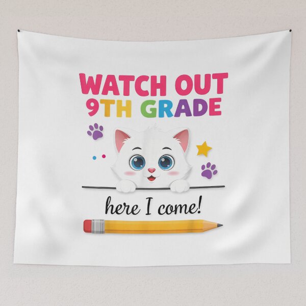 Item preview, Watch Out 9th Grade Here I Come Cute Cat Back to School First Day Freshman Student Girls Teacher Gift designed and sold by kiralynstration.