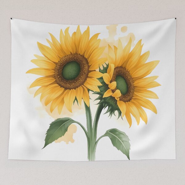 Item preview, Sunflower Duo Watercolor Painting designed and sold by RawNaturePrints.