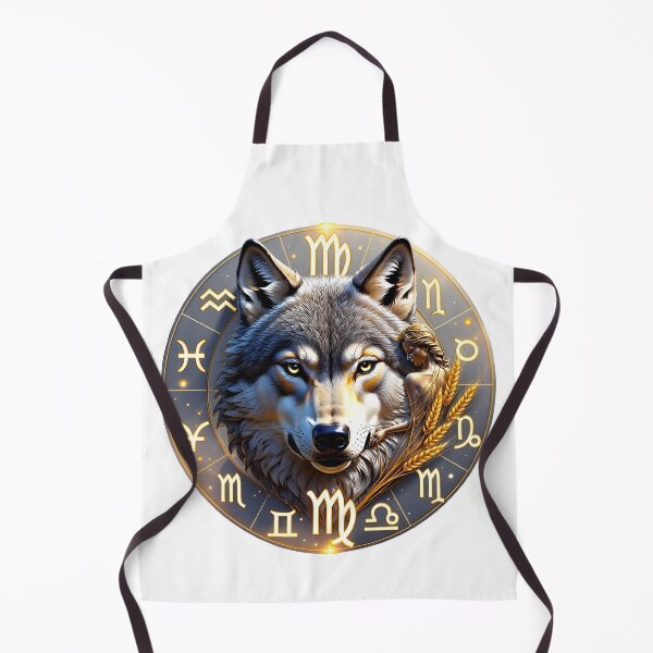 Item preview, Virgo Wolf Wheat Gold Zodiac Circle Dark Fantasy Art designed and sold by Zodiac Celestial Art.