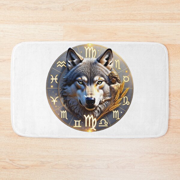 Item preview, Virgo Wolf Wheat Gold Zodiac Circle Dark Fantasy Art designed and sold by Zodiac Celestial Art.
