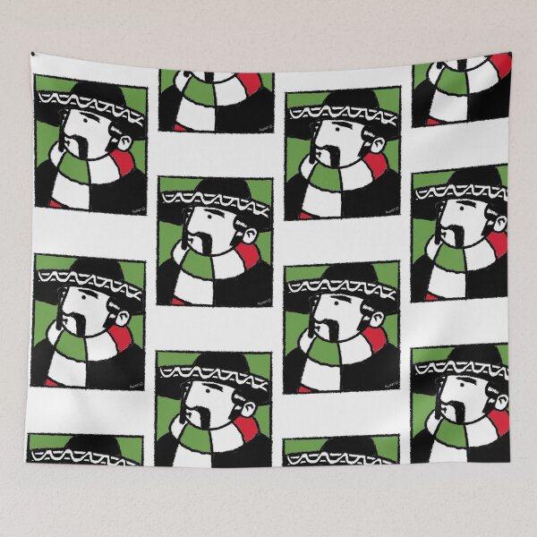 Item preview, Classic Football Fan Illustration | Retro Terrace Supporter | Red, Yellow & Black Scarf - Pop Art designed and sold by GWARTGB.