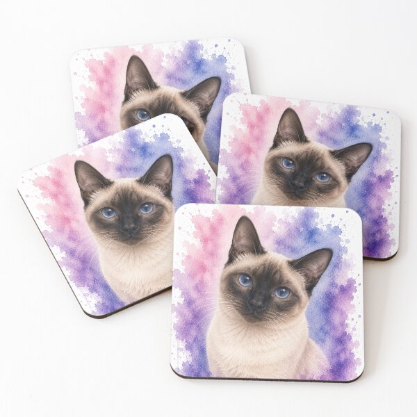 Item preview, Siamese Cat Watercolor Painting designed and sold by Mikena1996.