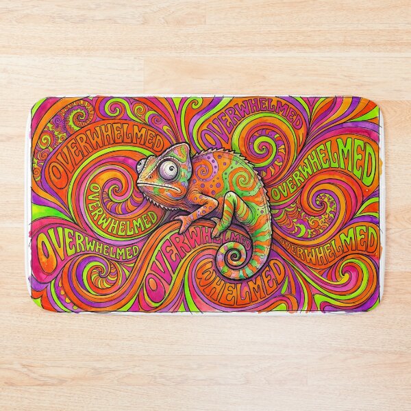 Item preview, Overwhelmed Chameleon - Psychedelic Groovy Trippy Art designed and sold by SoulPT.