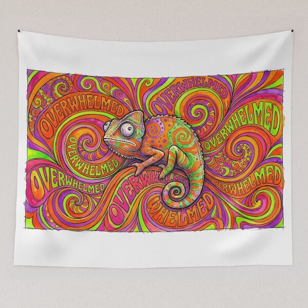 Item preview, Overwhelmed Chameleon - Psychedelic Groovy Trippy Art designed and sold by SoulPT.