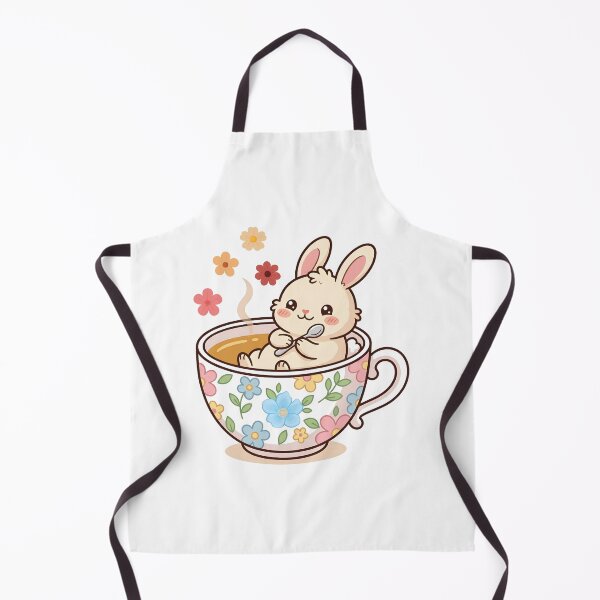 Item preview, Cute Bunny Relaxing in Floral Teacup with Tea designed and sold by yuki-hana.