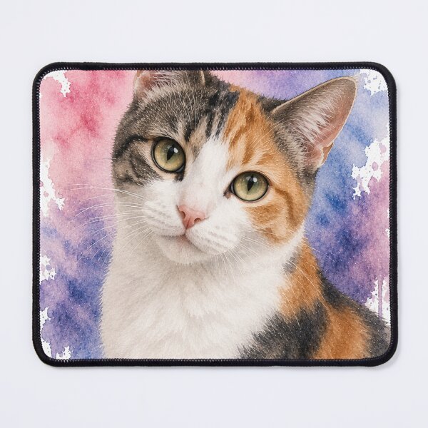 Item preview, Watercolor Tricolor Cat Portrait designed and sold by Mikena1996.