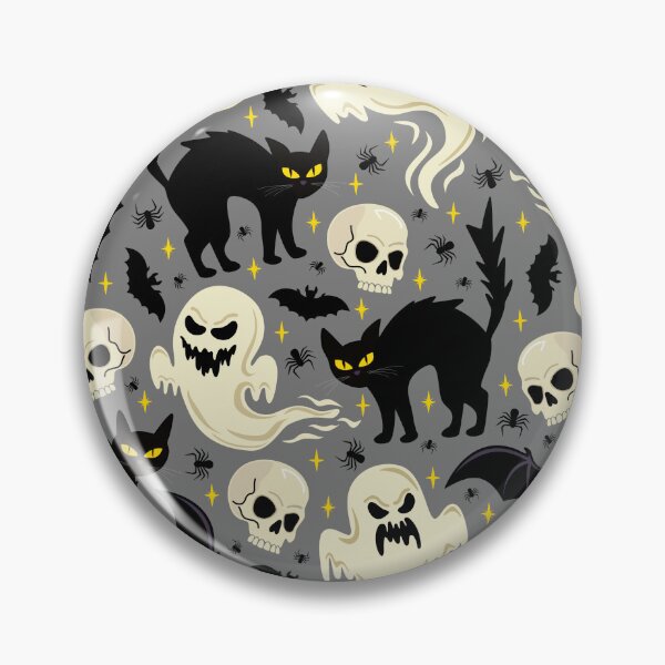 Item preview, Spooky Halloween Seamless Pattern | Ghosts, Black Cats, Bats & Skulls Gothic Design designed and sold by romyca creation_22.